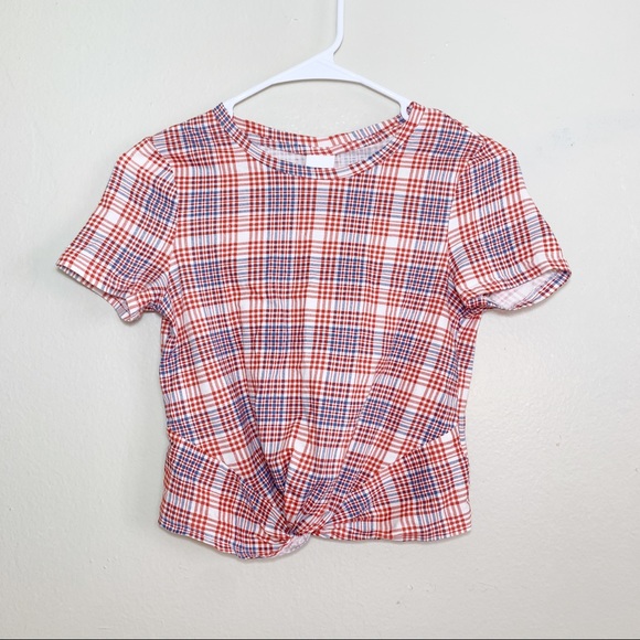 H&M Tops - 💙H&M Plaid Cropped Top Sz XS